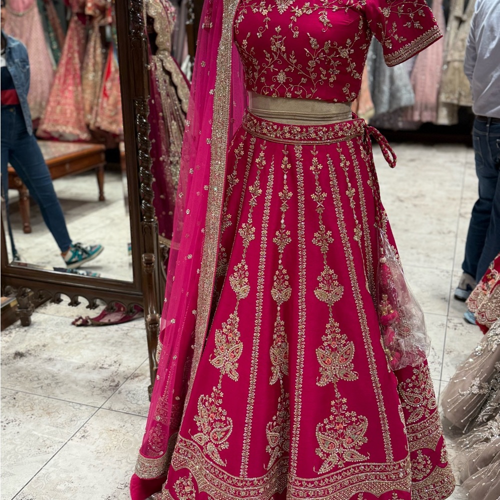 Elegant Pink Embroidered Wedding Dress